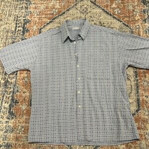 Men's Vintage Pierre Cardin Light Blue Multicolor Short Sleeve Shirt XL